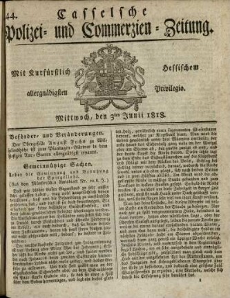 Nr. 44, Mittwoch, den 3ten Junii 1818