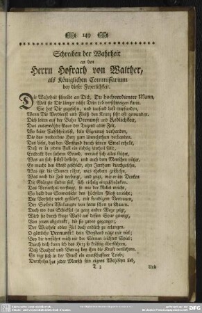 [29. Schreiben der Wahrheit, an den Herrn Hofr. von Walther]