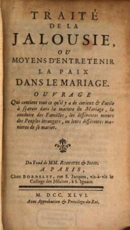 Traité de Jalousie