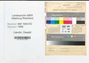 Entnazifizierung Oswald Laeufer, geb. 13.10.1891 (Steuersekretaer)