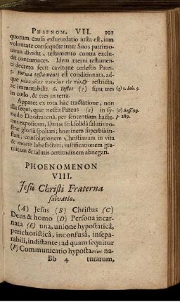 Phaænomenom VIII. Jesu Christi Fraterna salvatio