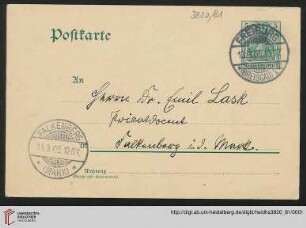 Heid. Hs. 3820,81: Karte von Heinrich Rickert an Emil Lask