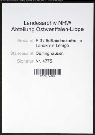 Heiratsregister Standesamt Oerlinghausen