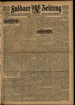 Erste Ausgabe vom Dienstag, den 31. März 1903.