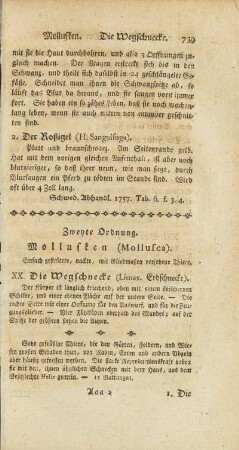 Zweyte Ordnung. Mollusken