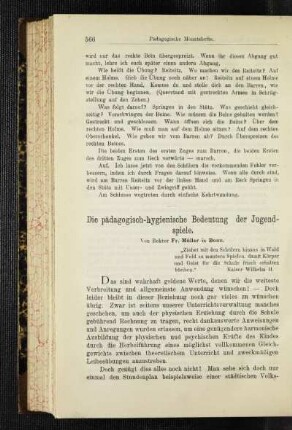 ¬Die¬ pädagogisch-hygienische Bedeutung der Jugendspiele