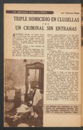 Triple homicidio en Clusellas. Un criminal sin entrañas : Un detalle para la pista