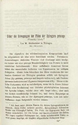 Ueber die Bewegungen des Fäden der Spirogyra princeps (Vauch.) Link.