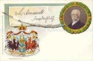 Postkarte mit Bismarck-Porträt