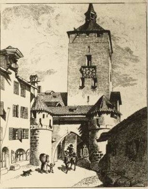 Süddeutsches Straßenbild mit Torturm