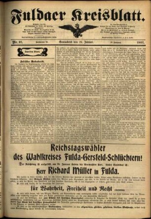 Zweite Ausgabe vom Samstag, den 19. Januar 1907.