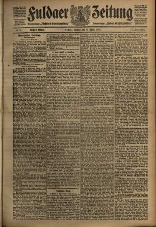 Erste Ausgabe vom Freitag, den 08. April 1910.
