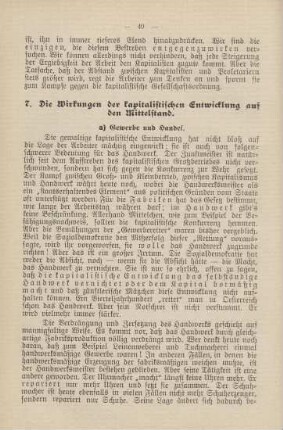 7. Die Wirkungen der kapitalistischen Entwicklung auf den Mittelstand.