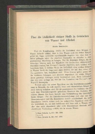 Über die Löslichkeit einiger Stoffe in Gemischen von Wasser und Alkohol.