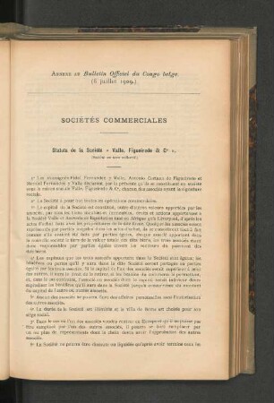 Annexe au Bulletin Officiel du Congo belge (8 juillet 1909)