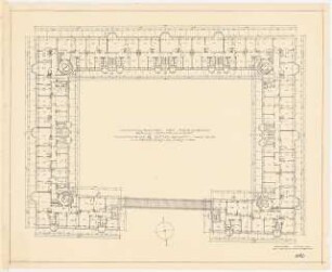 Wohnhausbauten der Reichsbank Berlin, Berlin-Schmargendorf. Cunostraße, Forckenbeckstraße, Kissinger Platz, Block Q Häuser 23 - 33: Grundrisse 1. und 2. Obergeschoss 1:200 (Druckvorlage), 1:200