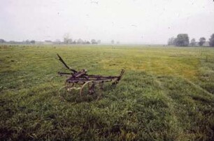 DDR. Dresden. Landwirtschaftliches? Gerät auf den Elbwiesen