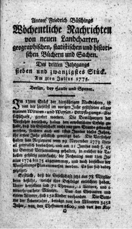 Sieben und zwanzigstes Stück