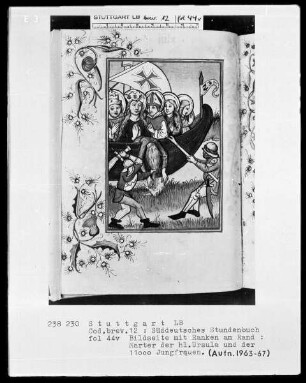 Deutsches Gebetbuch (Waldburg-Gebetbuch) — Marter der heiligen Ursula, Folio 44verso