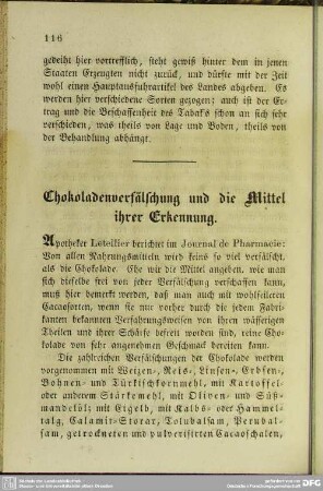 Chokoladenverfälschung und die Mittel ihrer Erkennung