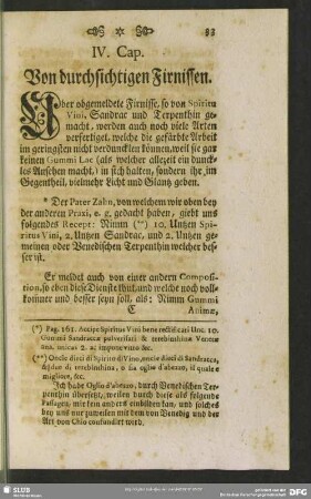 IV. Cap. Von durchsichtigen Firnissen