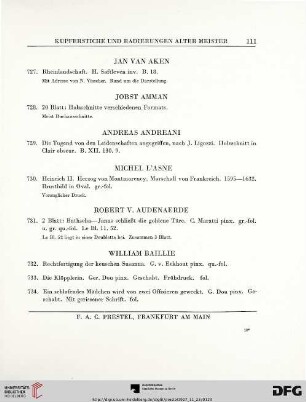 Kupferstiche und Radierungen Alter Meister (Nr. 727-1239)