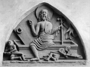 Auferstehungstympanon : Auferstehungstympanon (1360/1525). Bürgstadt, Pfarrkirche Sankt Margareta, südliches Seitenportal