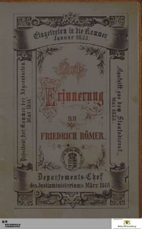 Zur Erinnerung an Friedrich Römer : Calw, den 5. Juni 1864