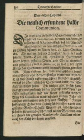 Das achte Capittel. Die neulich erfundene halbe Communion.