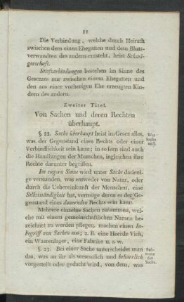 Zweiter Titel. Von Sachen und deren Rechten überhaupt