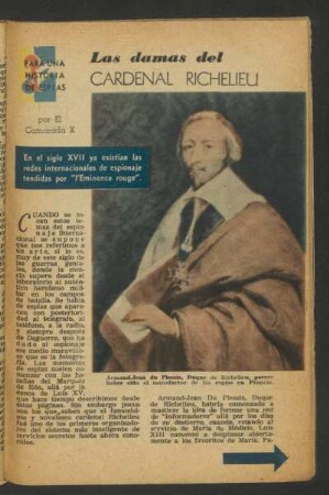 Las damas del Cardenal Richelieu : Para una historia de espías