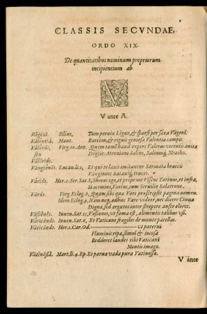 Classis Secundae, Ordo XIX. ... V