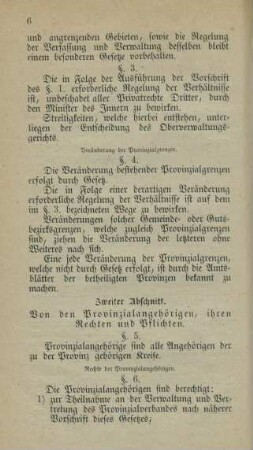 Zweiter Abschnitt. Von den Provinzialangehörigen, ihren Rechten und Pflichten.