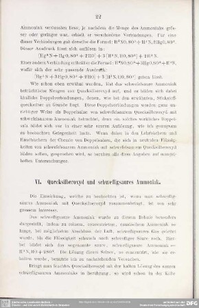 VI. Quecksilber und schwefligsaures Ammoniak
