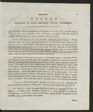 Textus Samaritani & Graeci indicantur Errores Chronologici
