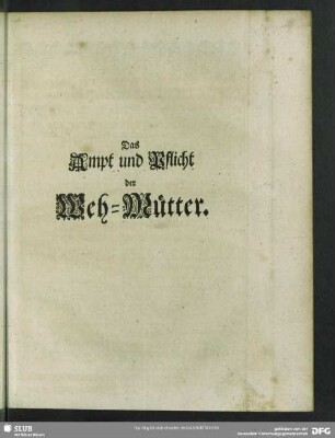 Das Ampt und Pflicht der Weh-Mütter