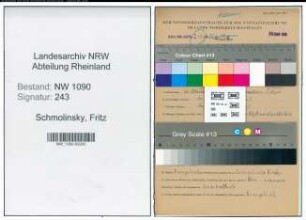 Entnazifizierung Fritz Schmolinsky , geb. 26.10.1903 (Sparkassenbeamter)