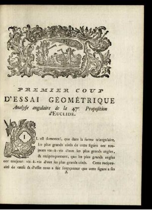 Premier Coup D'Essai Géometrique. Analyse angulaire de la 47e. Proposition d'Euclide.