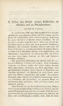 Ueber den Gehalt einiger Kalksteine an Alkalien und an Phosphorsäure