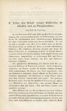 Ueber den Gehalt einiger Kalksteine an Alkalien und an Phosphorsäure