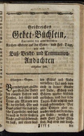 Morgen-Segen. - Gebet am Festtage der Geburt Jesu Christi.