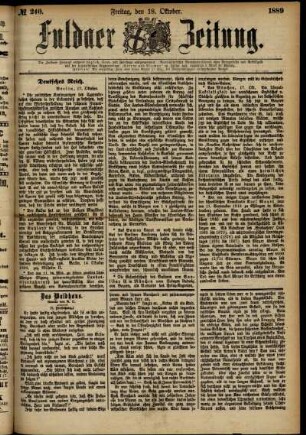 Ausgabe vom Freitag, den 18. Oktober 1889.