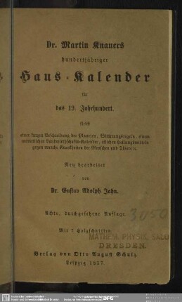 Dr. Martin Knauers hundertjähriger Haus-Kalender für das 19. Jahrhundert