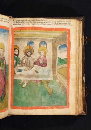 Jesus mit zwei Jüngern in Emmaus am Tisch