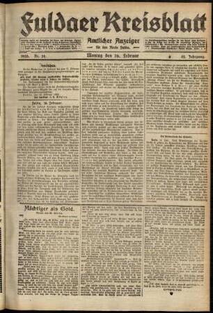 Ausgabe vom Montag, den 16. Februar 1920.