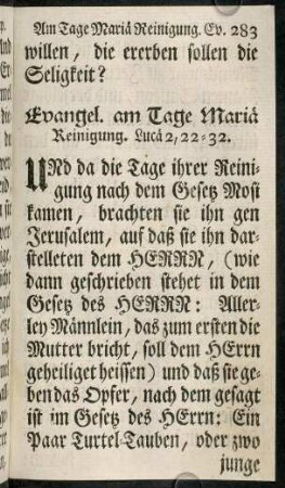 283-295, Evangel. am Tage Mariae. - Evangelium am Tage der Verkuendigung Mariae.