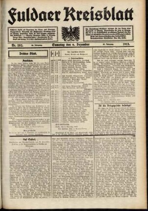 Dritte Ausgabe vom Samstag, den 06. Dezember 1913.