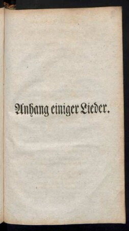 Anhang einiger Lieder