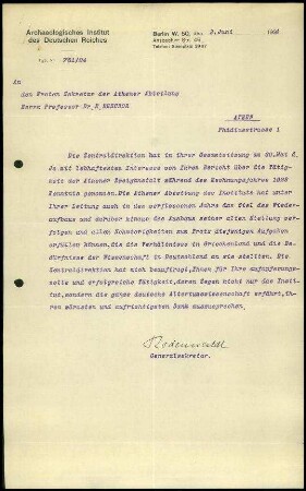 Brief Rodenwaldt - Buschor