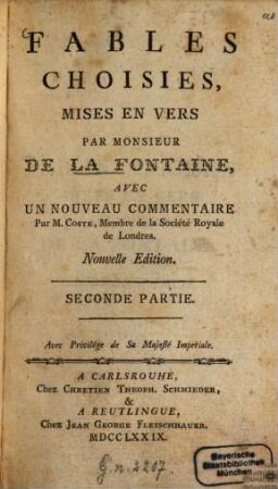 Fables Choisies, 2
